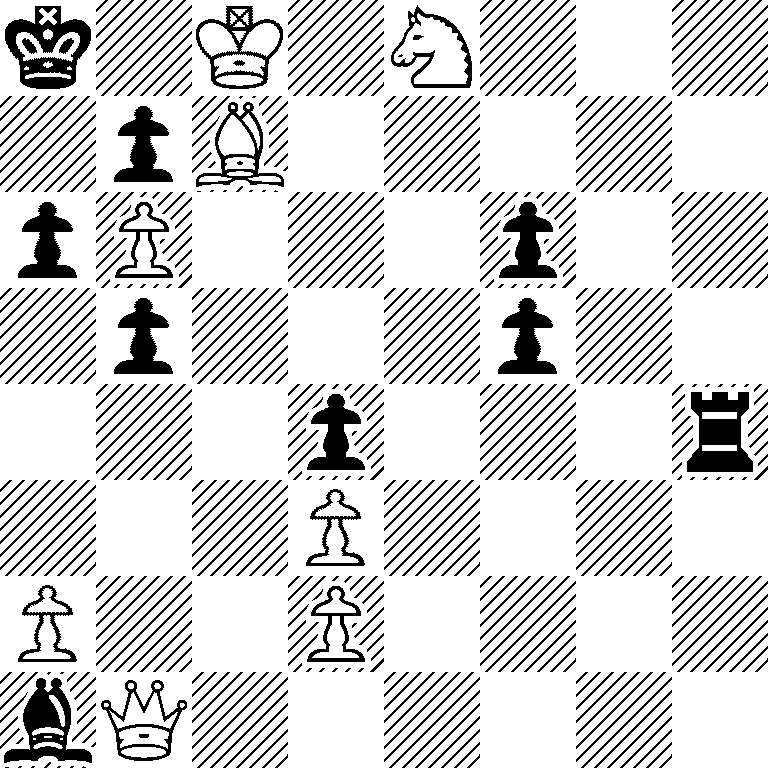 k1K1N3/1pB5/pP3p2/1p3p2/3p3r/3P4/P2P4/bQ6