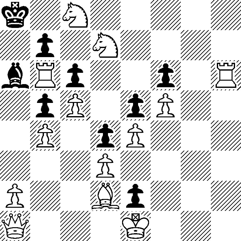 k1N5/1p1N4/bRp2p1R/1pP1pP2/1P1pP3/3P4/P2Bp3/Q3K3
