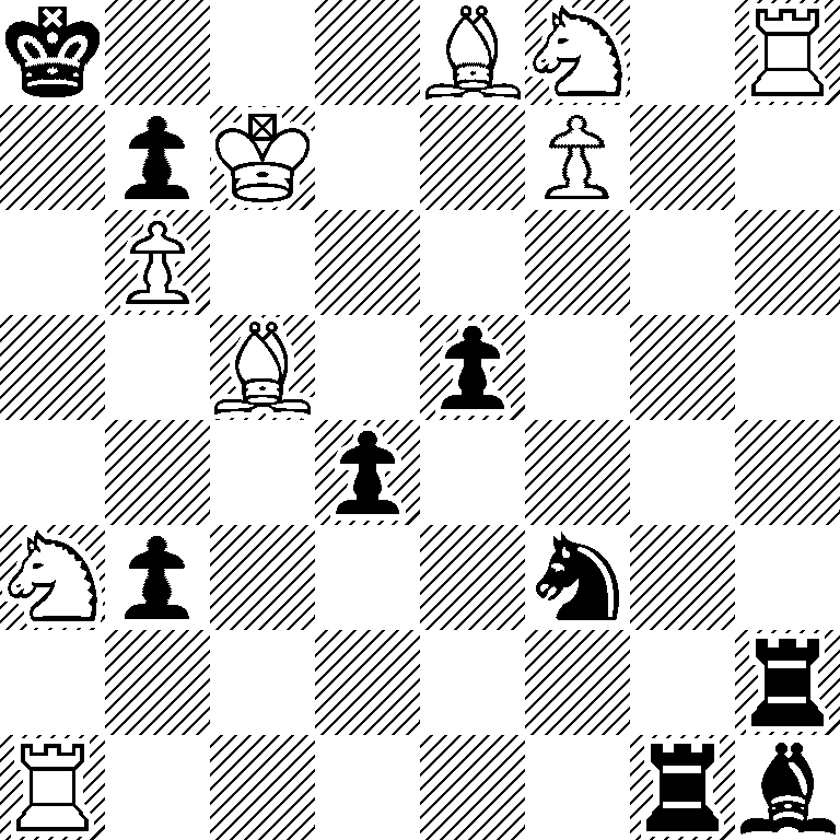 k3BN1R/1pK2P2/1P6/2B1p3/3p4/Np3n2/7r/R5rb