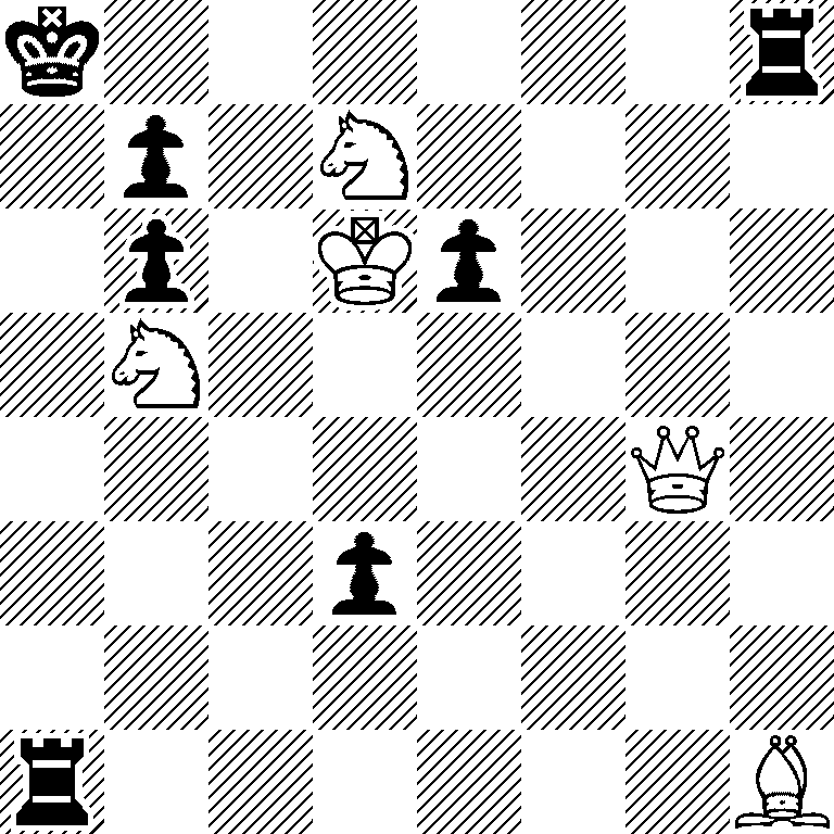 k6r/1p1N4/1p1Kp3/1N6/6Q1/3p4/8/r6B