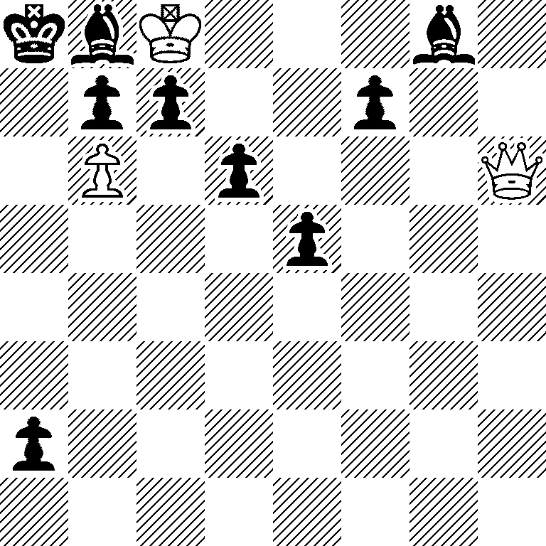 kbK3b1/1pp2p2/1P1p3Q/4p3/8/8/p7/8