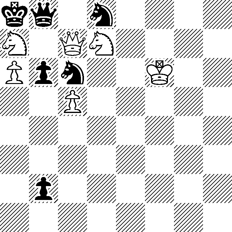 kq1n4/N1QN4/Ppn2K2/2P5/8/8/1p6/8