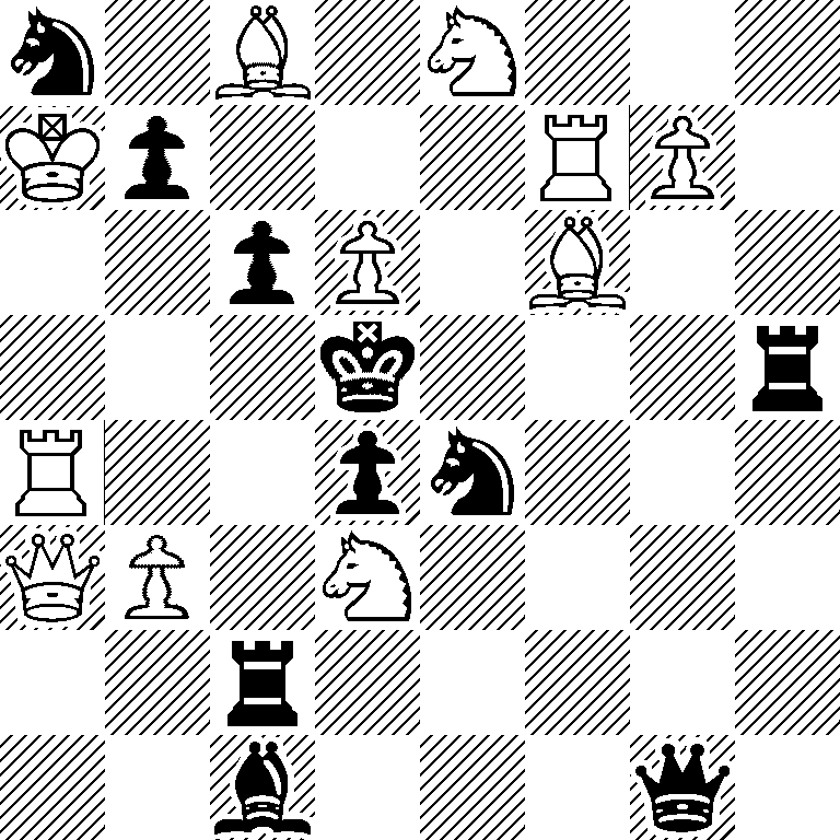 n1B1N3/Kp3RP1/2pP1B2/3k3r/R2pn3/QP1N4/2r5/2b3q1