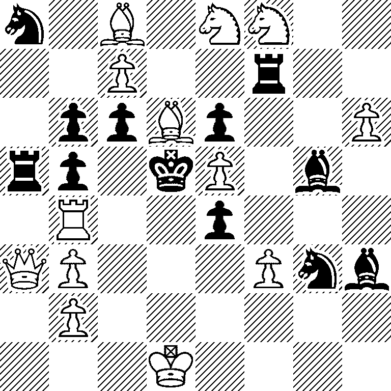 n1B1NN2/2P2r2/1ppBp2P/rp1kP1b1/1R2p3/QP3Pnb/1P6/3K4