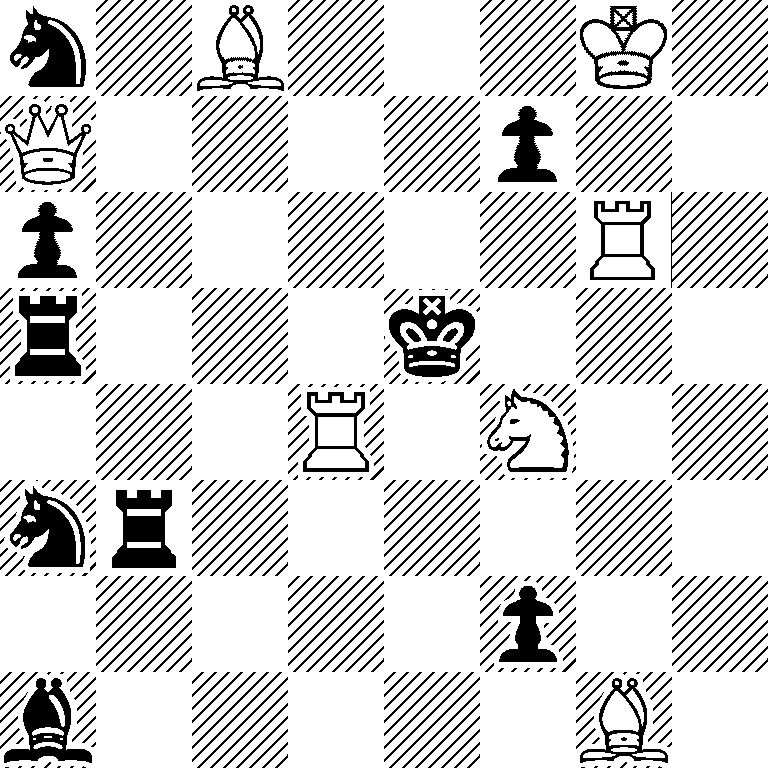 n1B3K1/Q4p2/p5R1/r3k3/3R1N2/nr6/5p2/b5B1