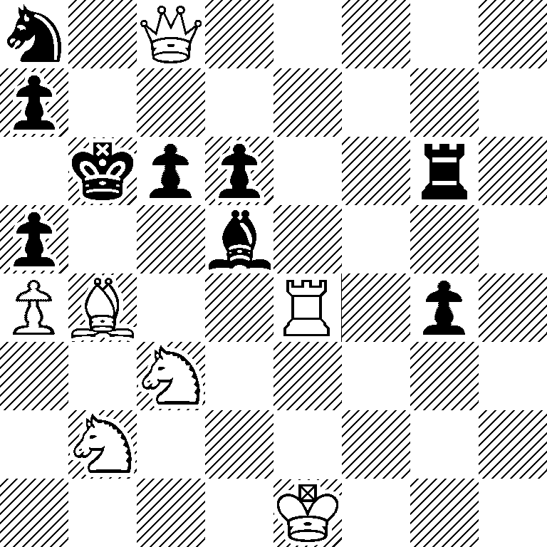 n1Q5/p7/1kpp2r1/p2b4/PB2R1p1/2N5/1N6/4K3