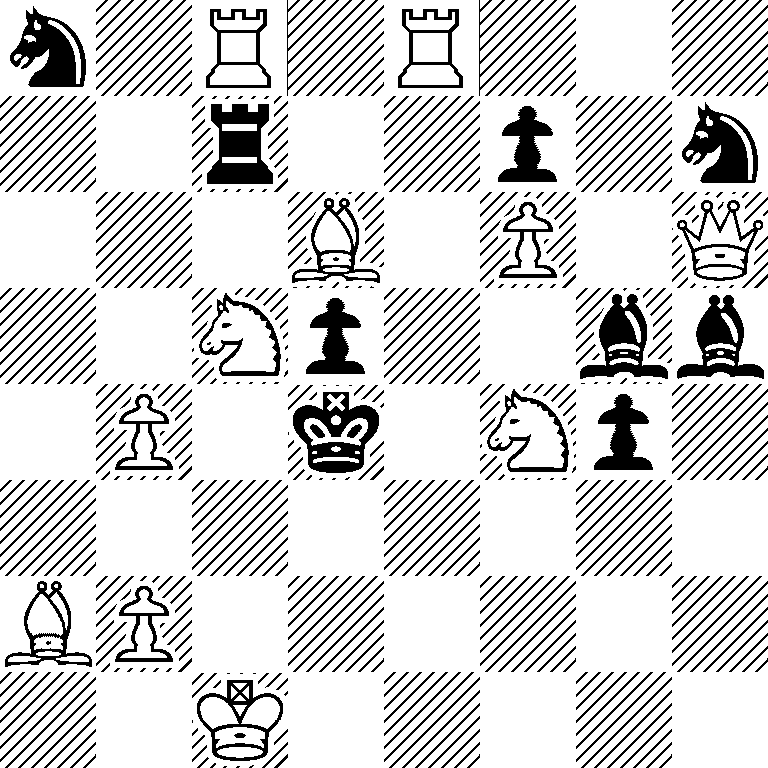 n1R1R3/2r2p1n/3B1P1Q/2Np2bb/1P1k1Np1/8/BP6/2K5