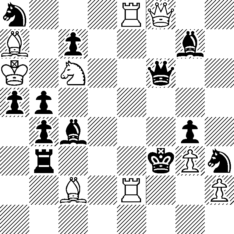 n3RQ2/B1p3b1/K1N2q2/pp6/1pb3p1/1r3kPn/2B1R2P/8