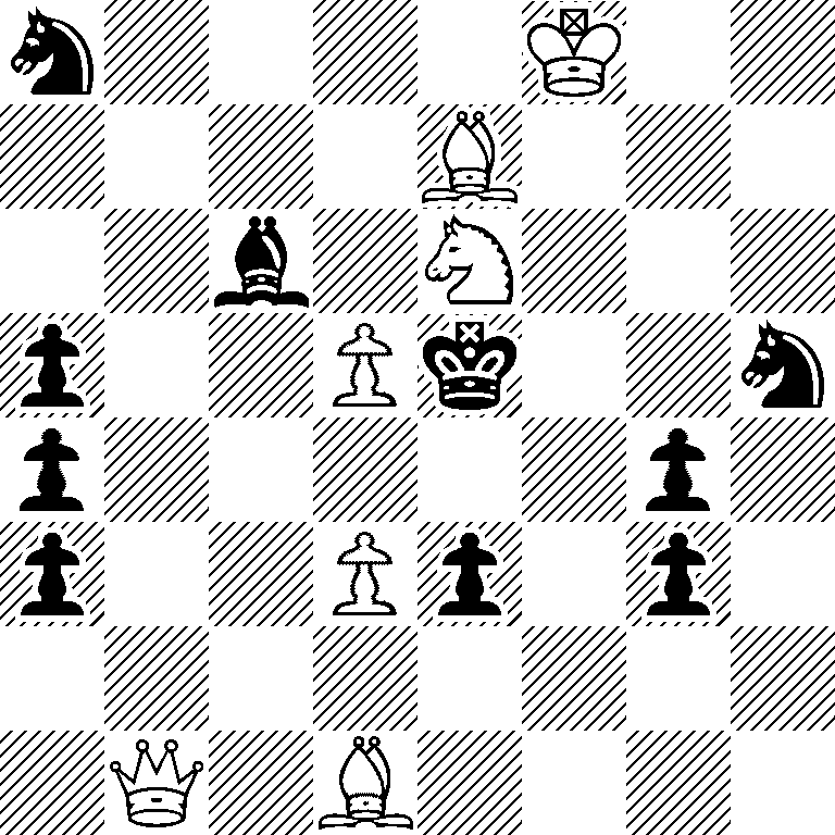 n4K2/4B3/2b1N3/p2Pk2n/p5p1/p2Pp1p1/8/1Q1B4