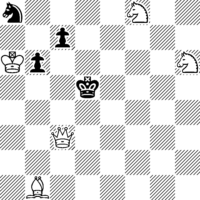 n4N2/2p5/Kp5N/3k4/8/2Q5/8/1B6