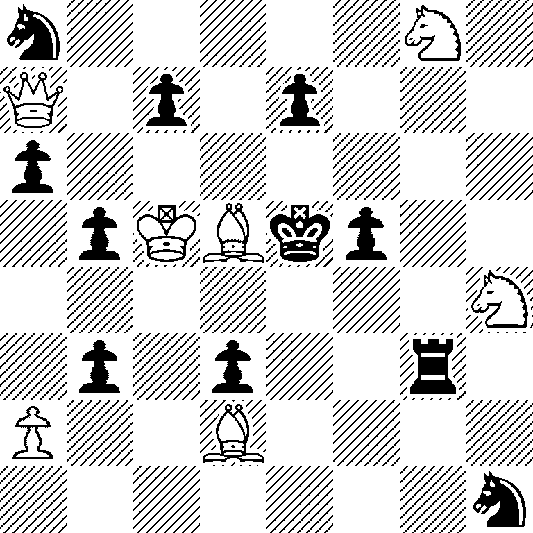 n5N1/Q1p1p3/p7/1pKBkp2/7N/1p1p2r1/P2B4/7n