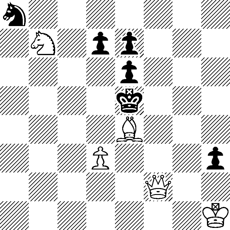 n7/1N1pp3/4p3/4k3/4B3/3P3p/5Q2/7K