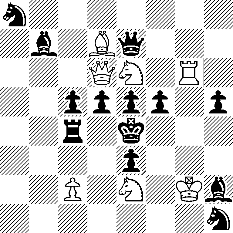 n7/1b1Bq3/3QN1R1/2pppp1p/2r1k3/4p3/2P1N1Kb/7n