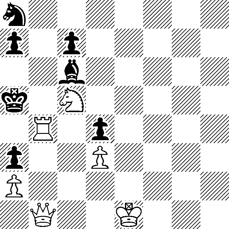 n7/p1p5/2b5/k1N5/1R1p4/p2P4/P7/1Q2K3