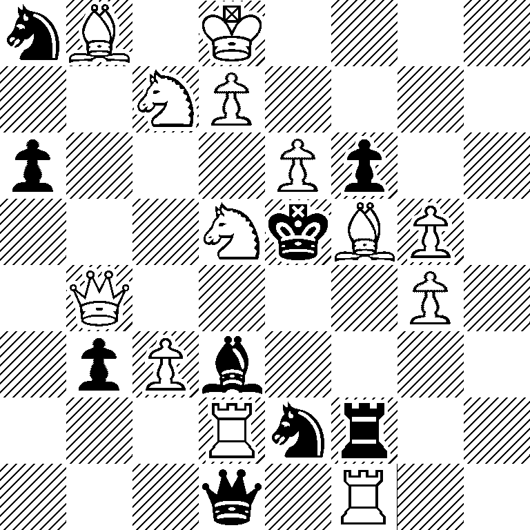 nB1K4/2NP4/p3Pp2/3NkBP1/1Q4P1/1pPb4/3Rnr2/3q1R2