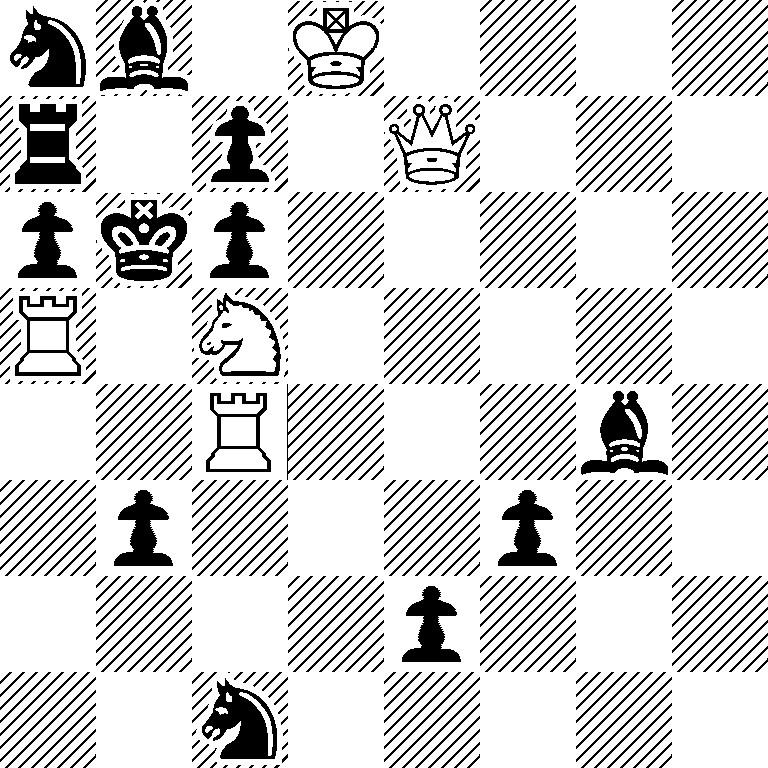 nb1K4/r1p1Q3/pkp5/R1N5/2R3b1/1p3p2/4p3/2n5