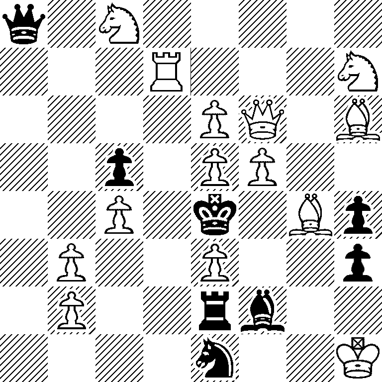 q1N5/3R3N/4PQ1B/2p1PP2/2P1k1Bp/1P2P2p/1P2rb2/4n2K