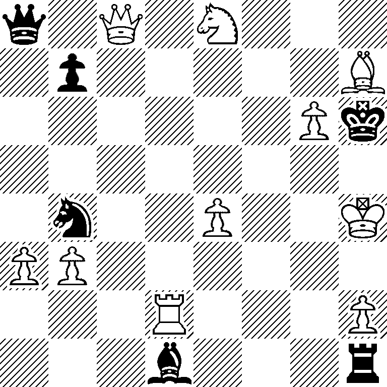 q1Q1N3/1p5B/6Pk/8/1n2P2K/PP6/3R3P/3b3r