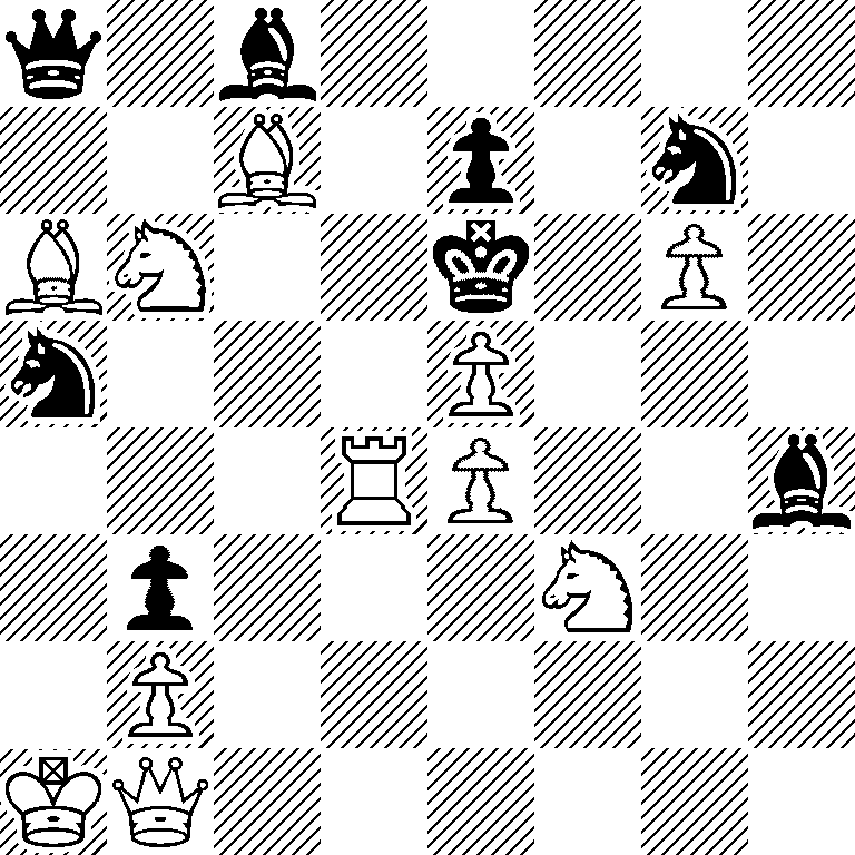 q1b5/2B1p1n1/BN2k1P1/n3P3/3RP2b/1p3N2/1P6/KQ6