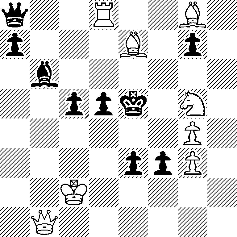 q2R2B1/p3B1p1/1b6/2ppk1N1/6P1/4ppP1/2K5/1Q6