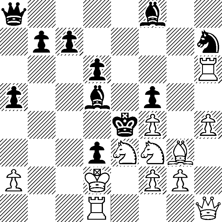 q4b2/1pp4n/3p3R/p2b1p2/4kP1P/3pNNB1/P2K1PP1/3R3Q