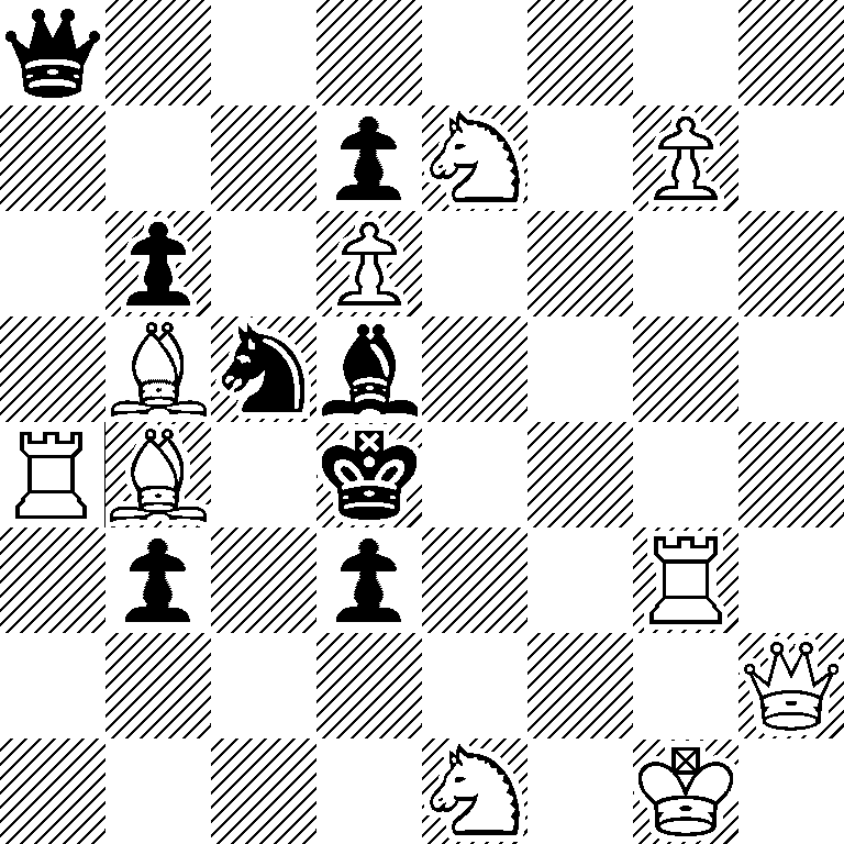 q7/3pN1P1/1p1P4/1Bnb4/RB1k4/1p1p2R1/7Q/4N1K1