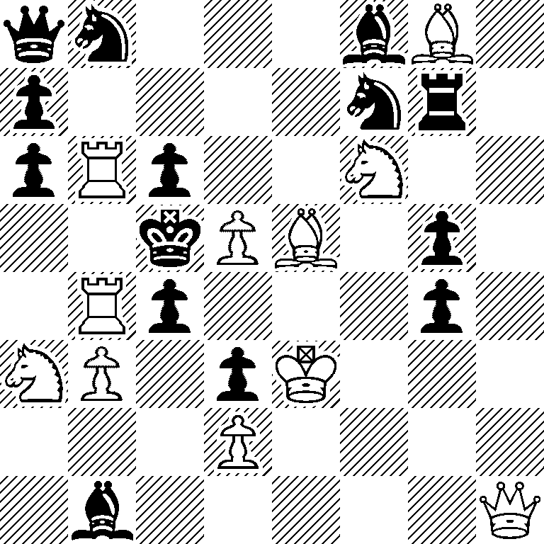 qn3bB1/p4nr1/pRp2N2/2kPB1p1/1Rp3p1/NP1pK3/3P4/1b5Q