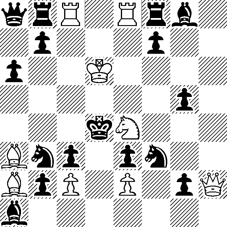 qrR1Rrb1/1p3p2/p2K4/6p1/3kN3/Bnp1pn2/BpP1P1pQ/b7