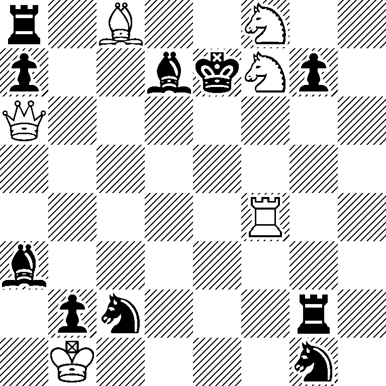 r1B2N2/p2bkNp1/Q7/8/5R2/b7/1pn3r1/1K4n1