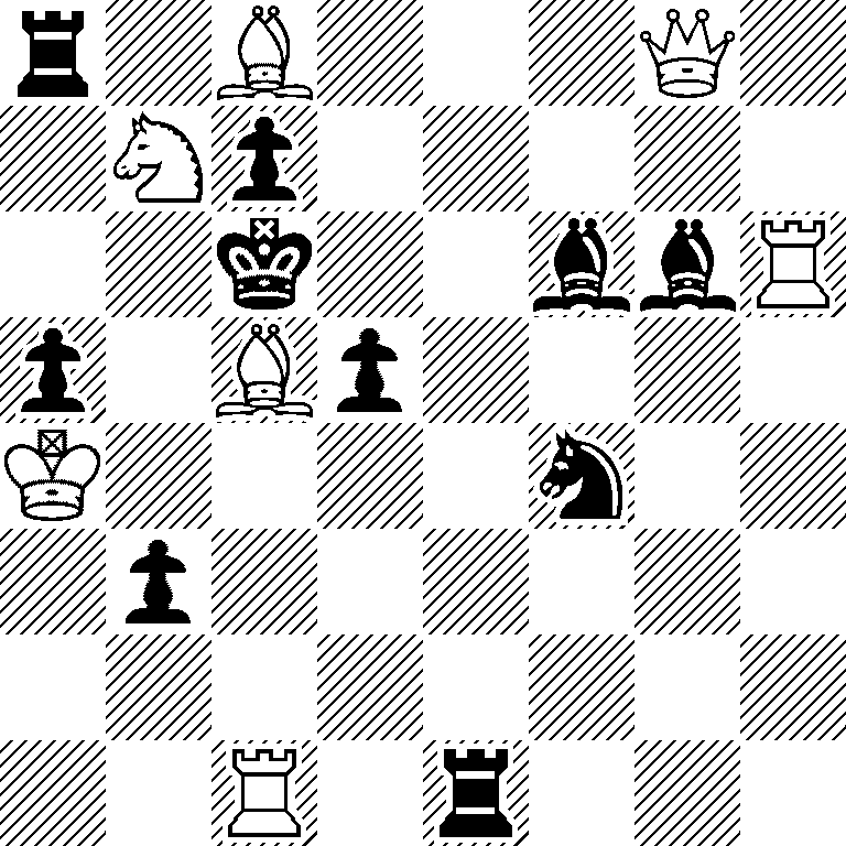 r1B3Q1/1Np5/2k2bbR/p1Bp4/K4n2/1p6/8/2R1r3