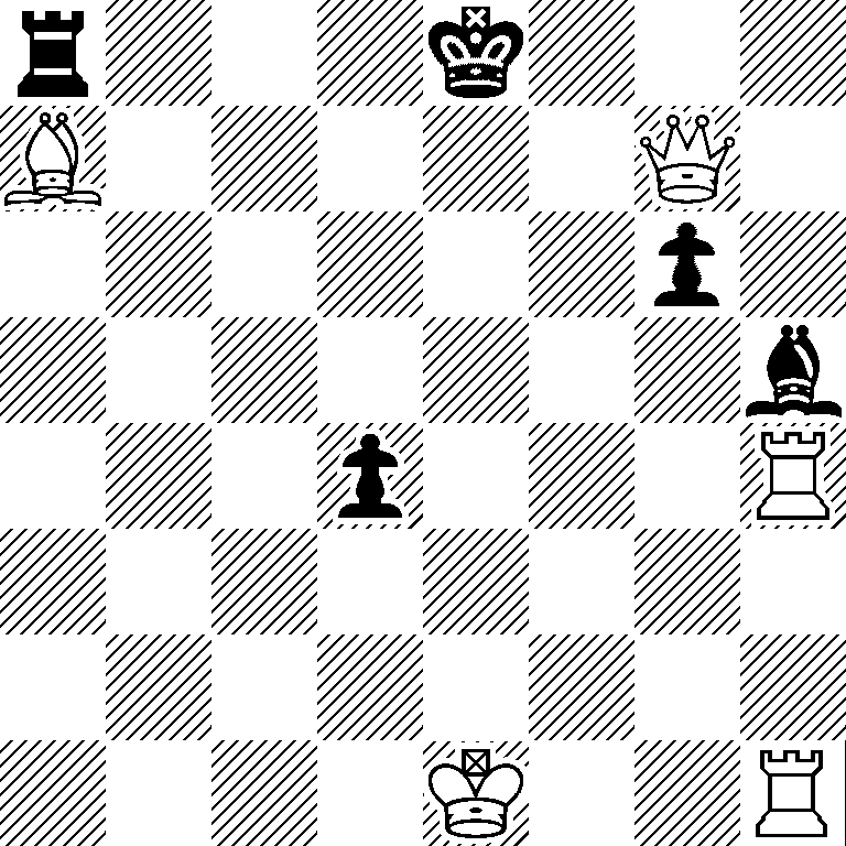 r3k3/B5Q1/6p1/7b/3p3R/8/8/4K2R