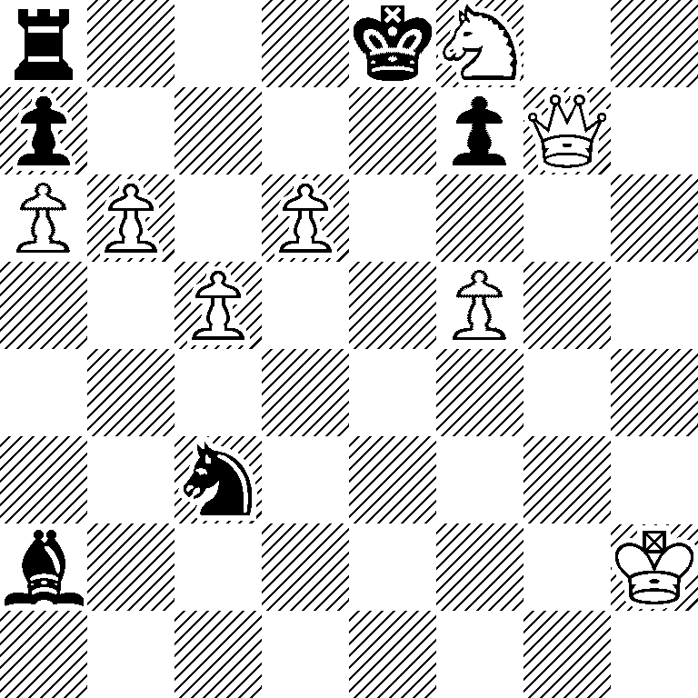 r3kN2/p4pQ1/PP1P4/2P2P2/8/2n5/b6K/8