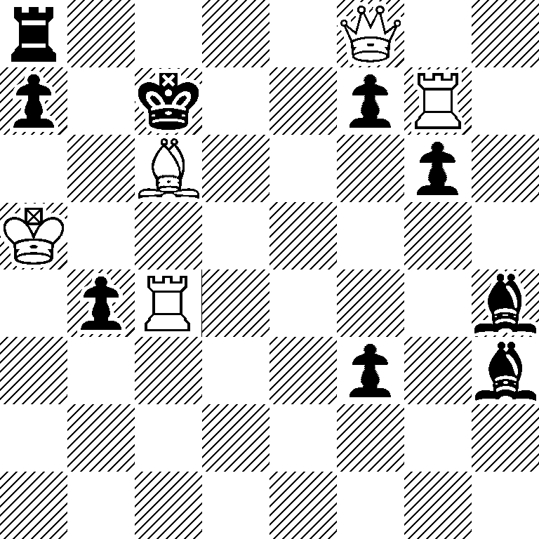 r4Q2/p1k2pR1/2B3p1/K7/1pR4b/5p1b/8/8