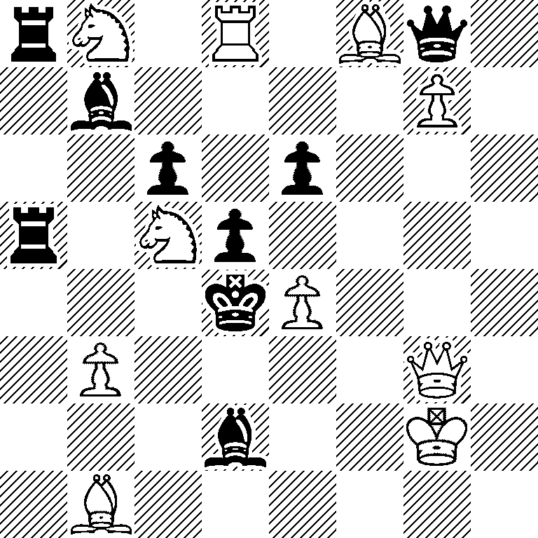 rN1R1Bq1/1b4P1/2p1p3/r1Np4/3kP3/1P4Q1/3b2K1/1B6