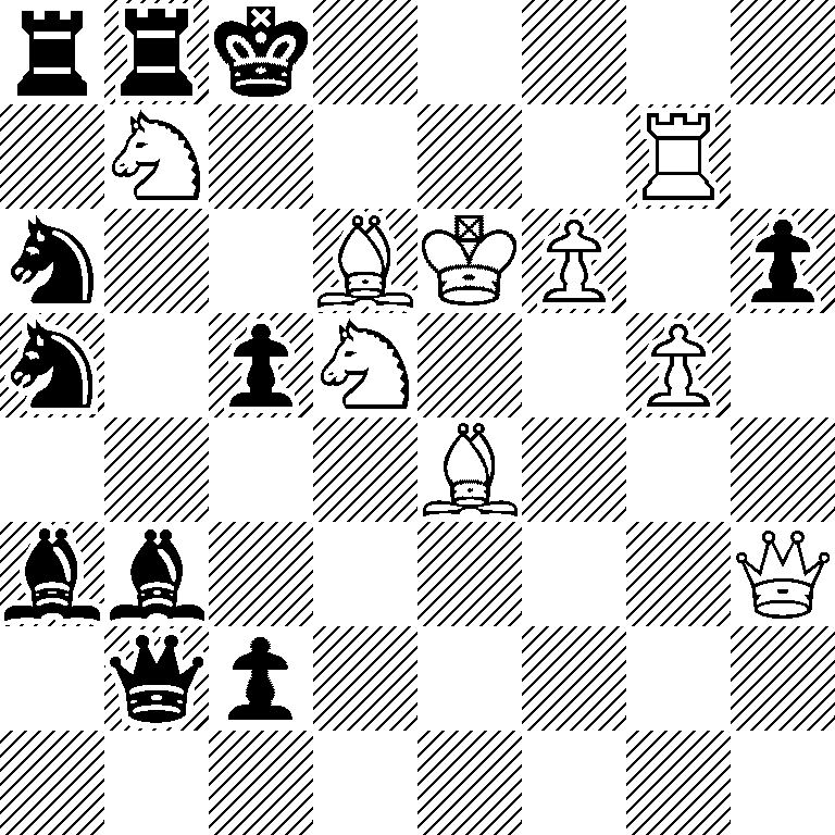 rrk5/1N4R1/n2BKP1p/n1pN2P1/4B3/bb5Q/1qp5/8